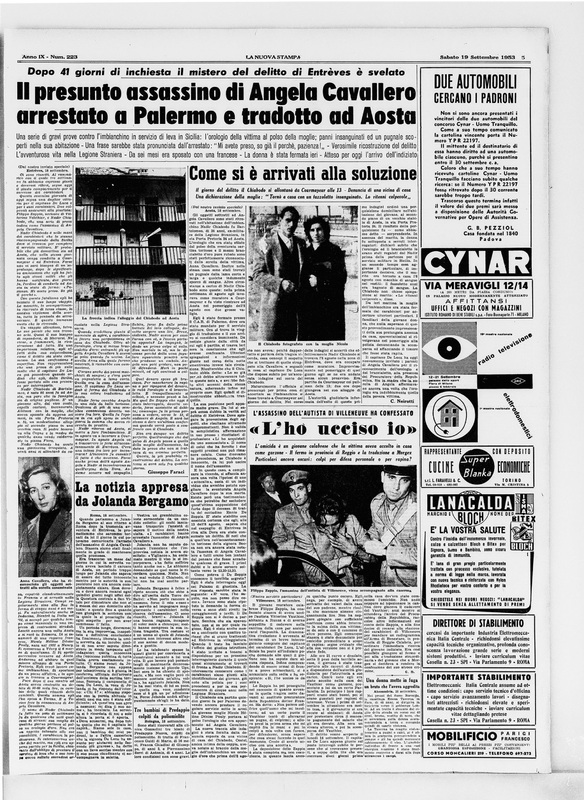 C. N. *L’ho ucciso io*, «La Nuova Stampa», sabato 19 settembre 1953, p. 5. (con diverse fotografie)