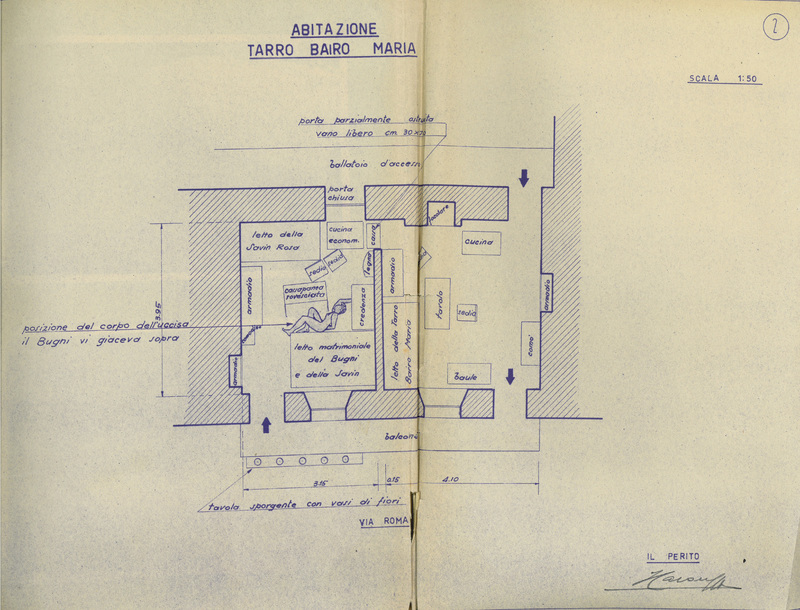 Planimetria dell'abitazione di Maria Tarro Bairo