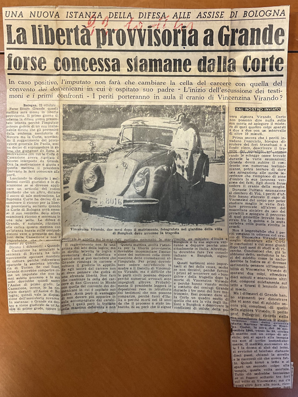 *La libertà provvisoria a Grande forse concessa stamane dalla Corte*, «Gazzetta del Popolo», 22 ottobre 1951