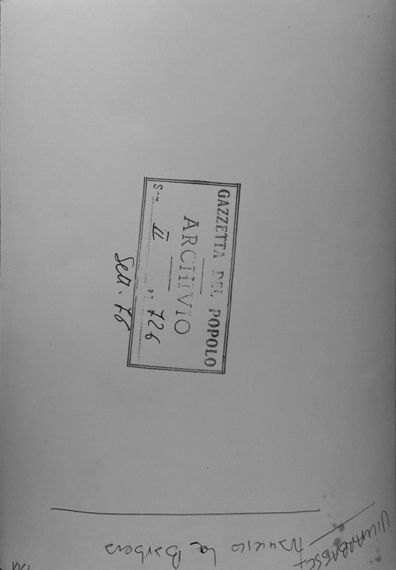 VILLARBASSE. Francesco La Barbera
Timbro: Gazzetta del Popolo ARCHIVIO Sez. II N. 726 Sett. 76