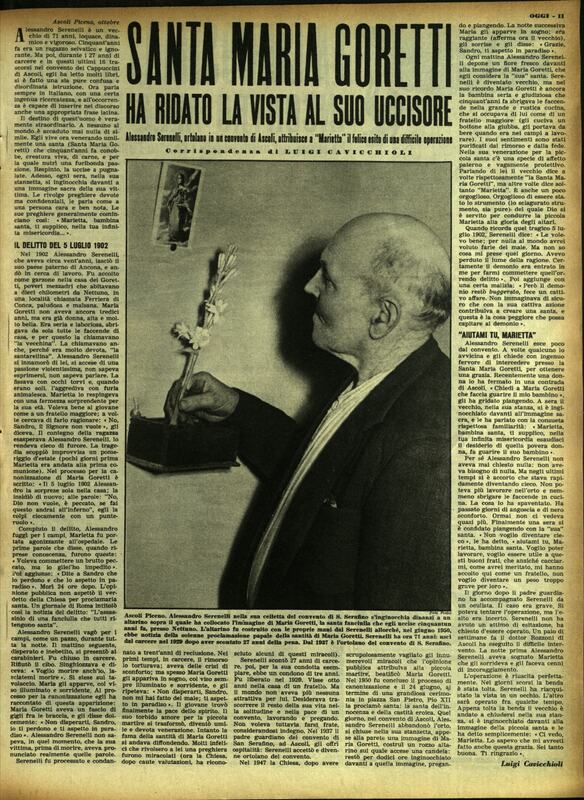 Alessandro Serenelli adora Santa Maria Goretti