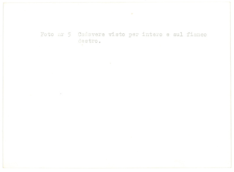 Foto nr 5 Cadavere visto per intero e sul fianco destro.