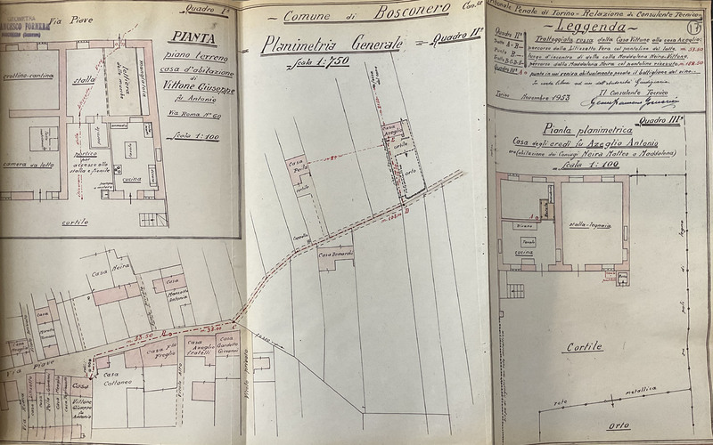 Planimetria delle cascine Vittone e Neira