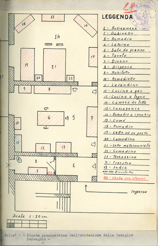 Pianta planimetrica dell’abitazione della famiglia Perseghin-Birro