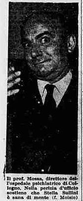 Il professor Giacomo Mossa, direttore dell'ospedale psichiatrico di Collegno