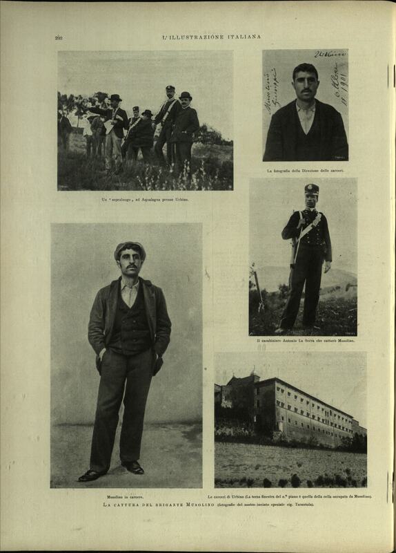 Sei immagini relative all'arresto di Musolino