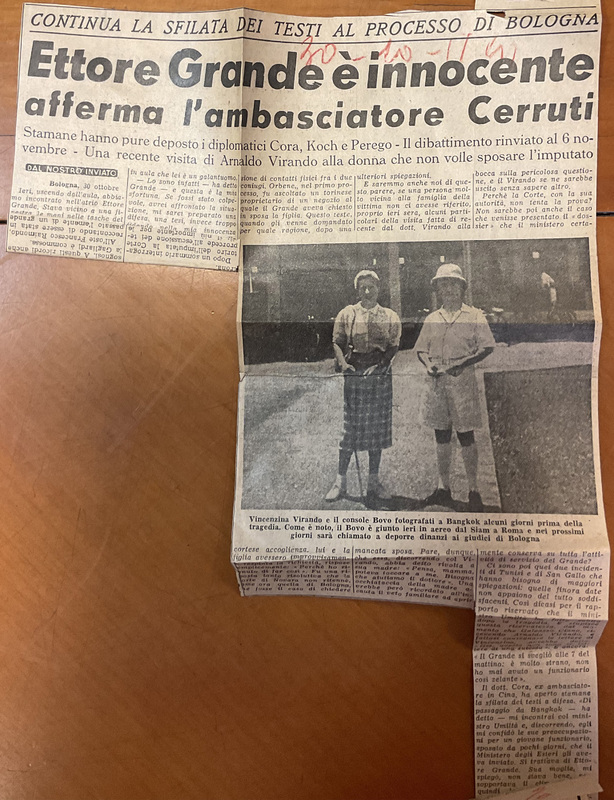 *Ettore Grande è innocente. Afferma l’ambasciatore Cerruti*, «Gazzetta del Popolo», 30 ottobre 1951