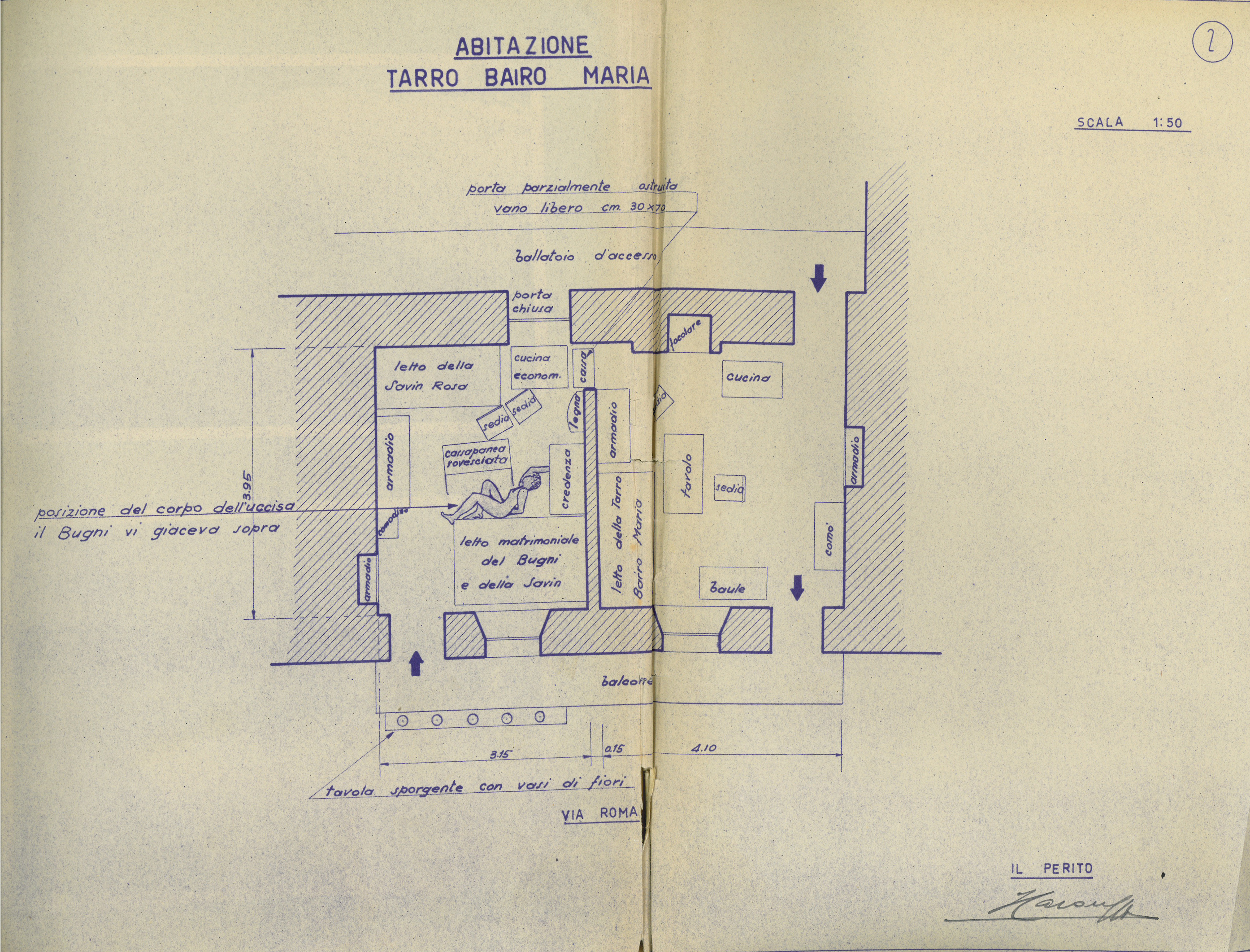Planimetria dell'abitazione di Maria Tarro Bairo