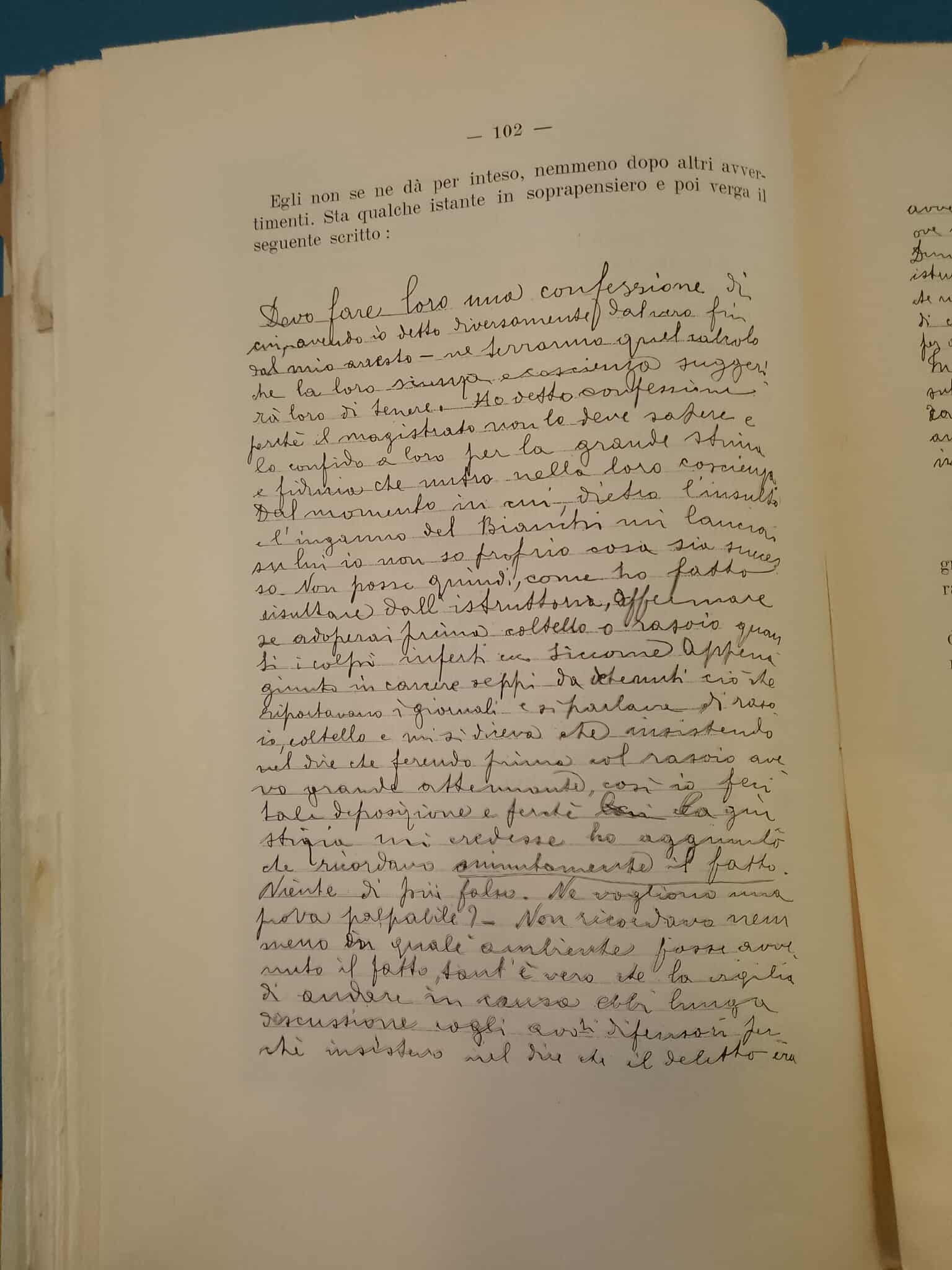 Facsimile di uno scritto autografo di Guido Casale