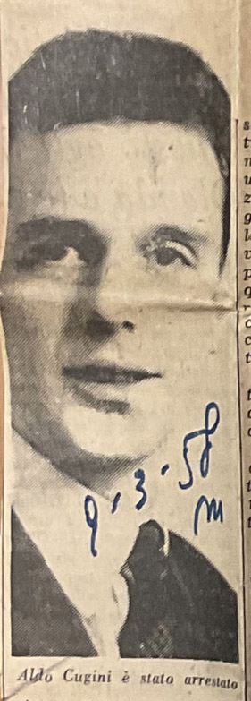 Aldo Cugini, ingiustamente accusato del delitto