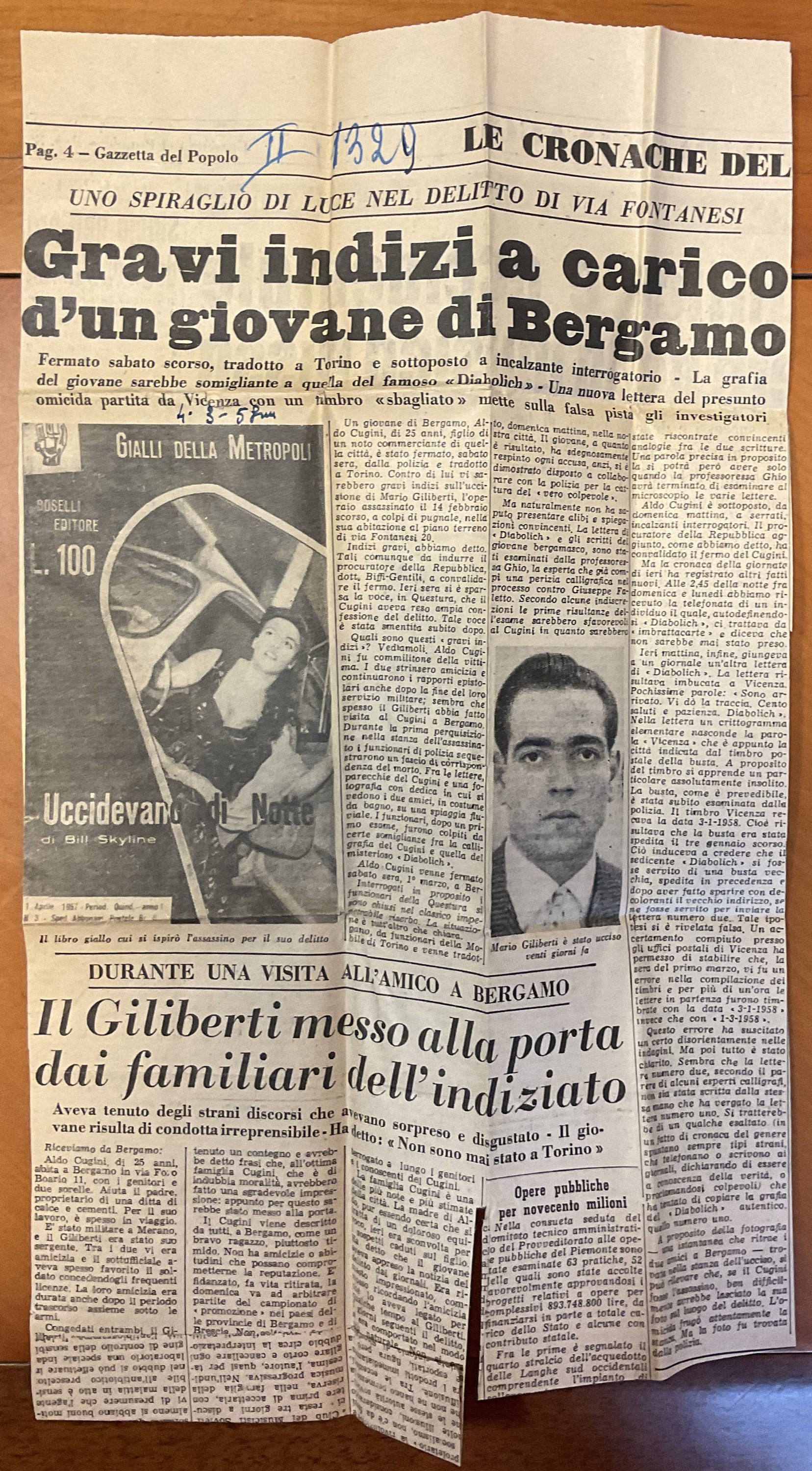 Gravi indizi a carico d’un giovane di Bergamo