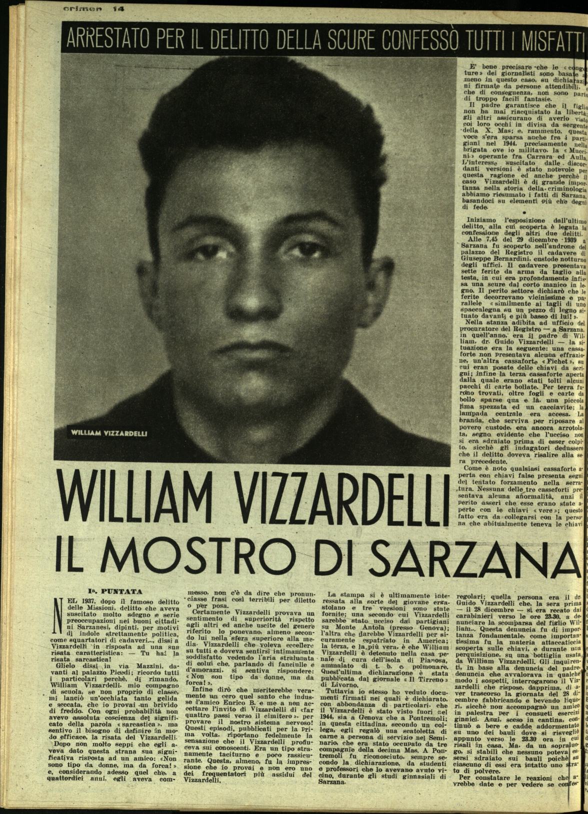 Wiliam Vizzardelli il mostro di Sarzana