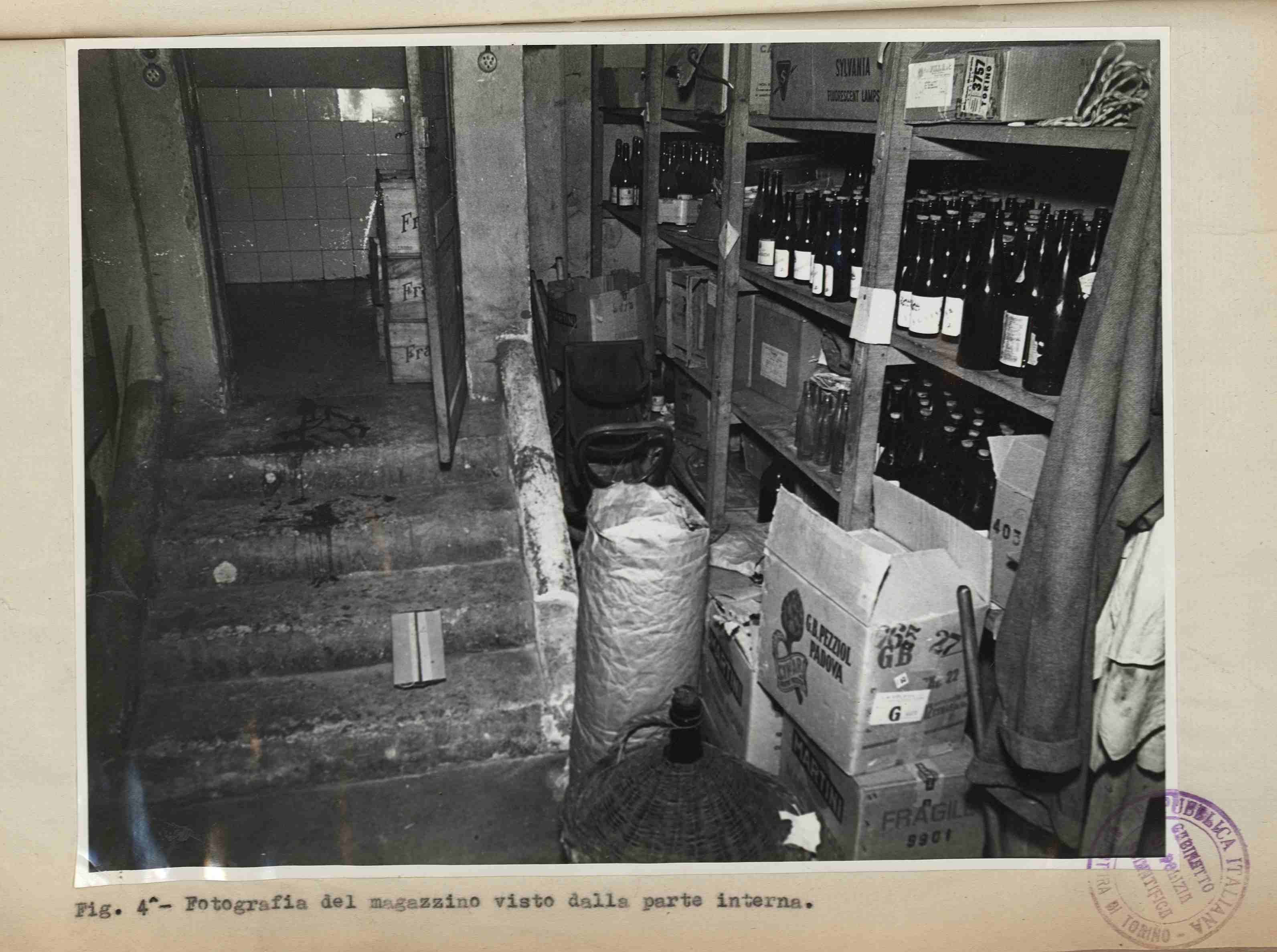 Il magazzino del bar teatro del delitto