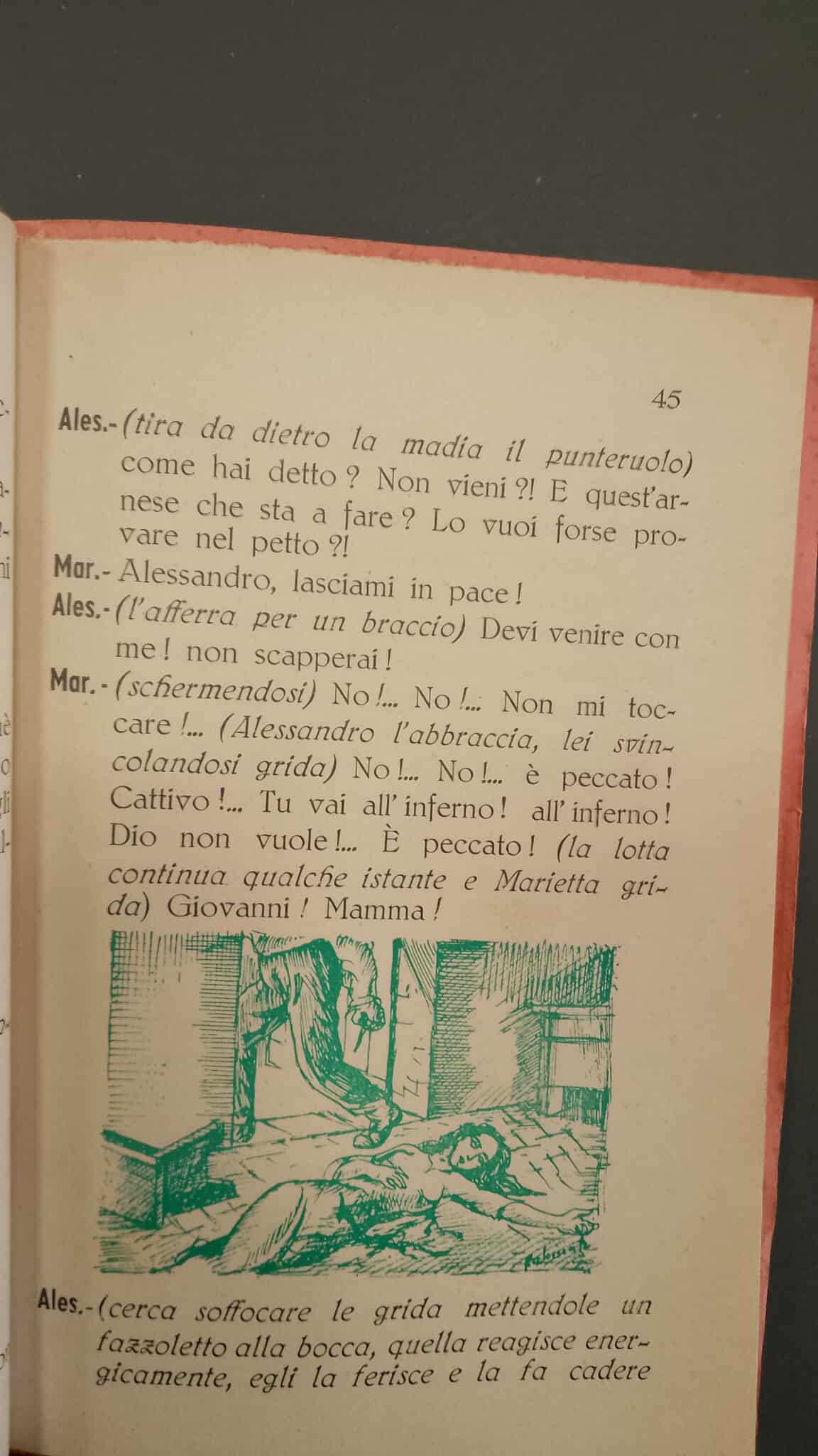Maria Goretti giace ferita dopo essere stata pugnalata da Serenelli