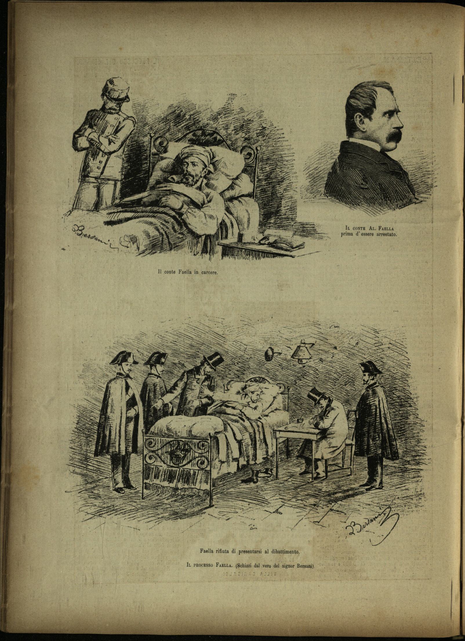 Immagini del conte Faella: un ritratto giovanile e due "schizzi dal vero" in detenzione