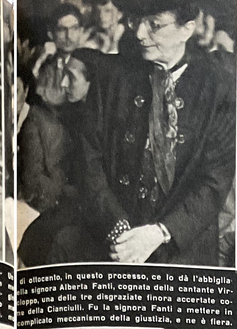 Alberta Fanti, cognata di Virginia Cacioppo, al processo