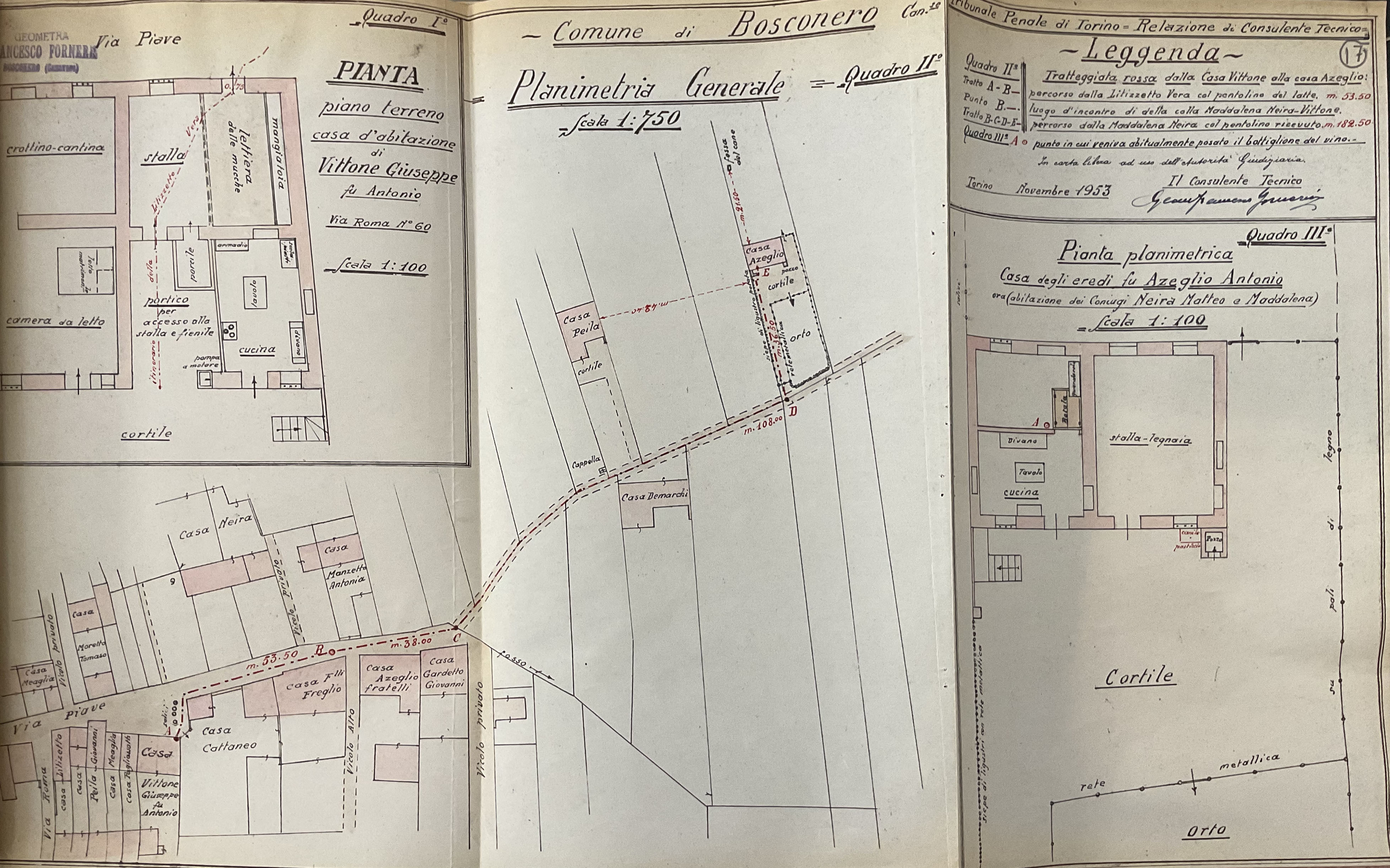 Planimetria delle cascine Vittone e Neira