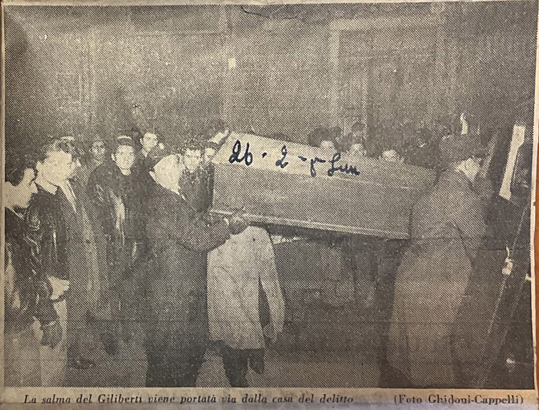 La salma di Mario Giliberti viene portata in obitorio