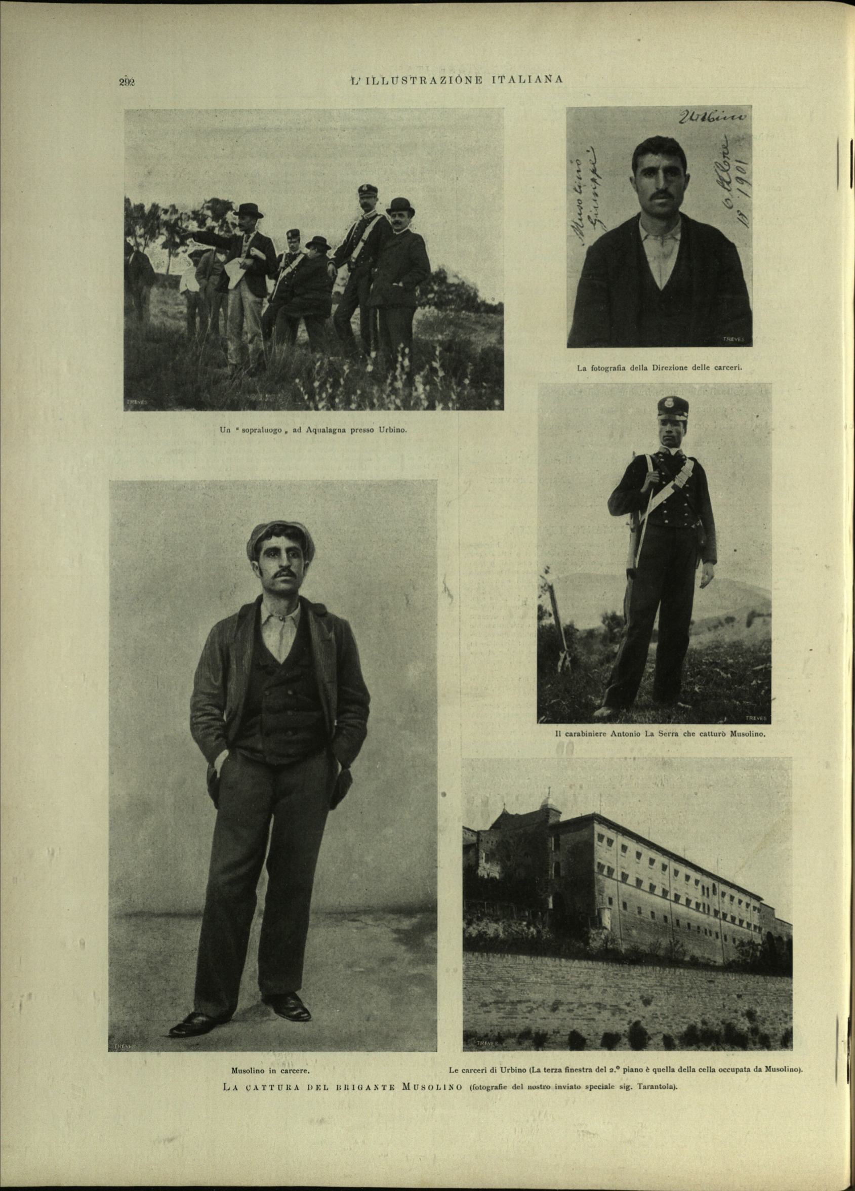 Sei immagini relative all'arresto di Musolino