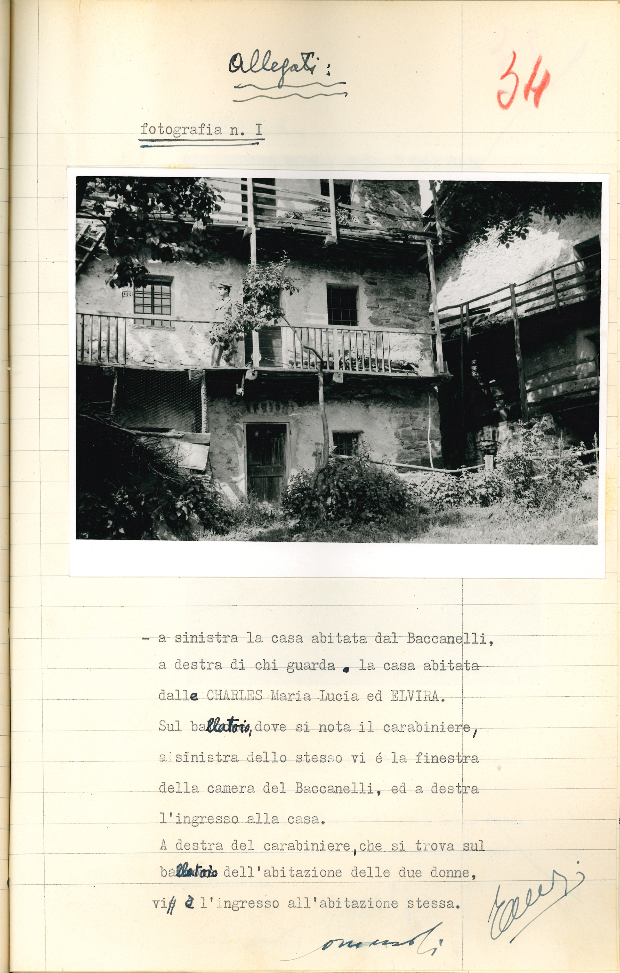Le abitazioni di Giuseppe Baccanelli e Lucia ed Elvira Charles