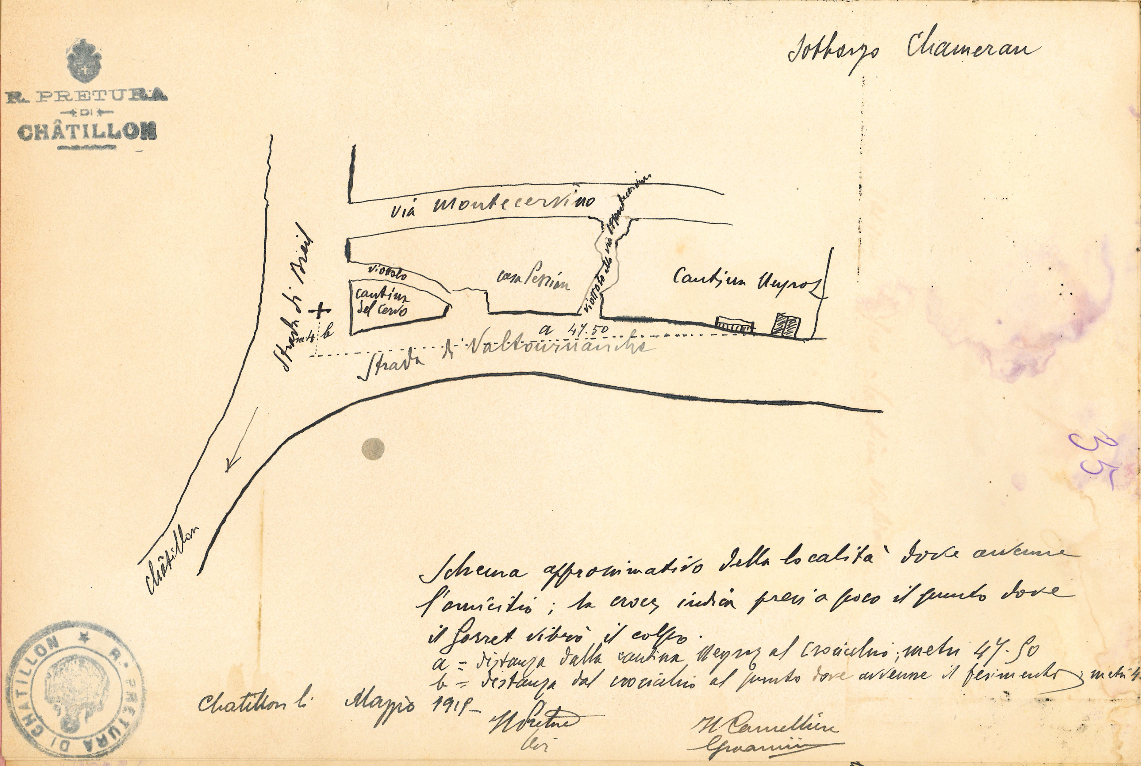 Schema della località dove avvenne l’omicidio