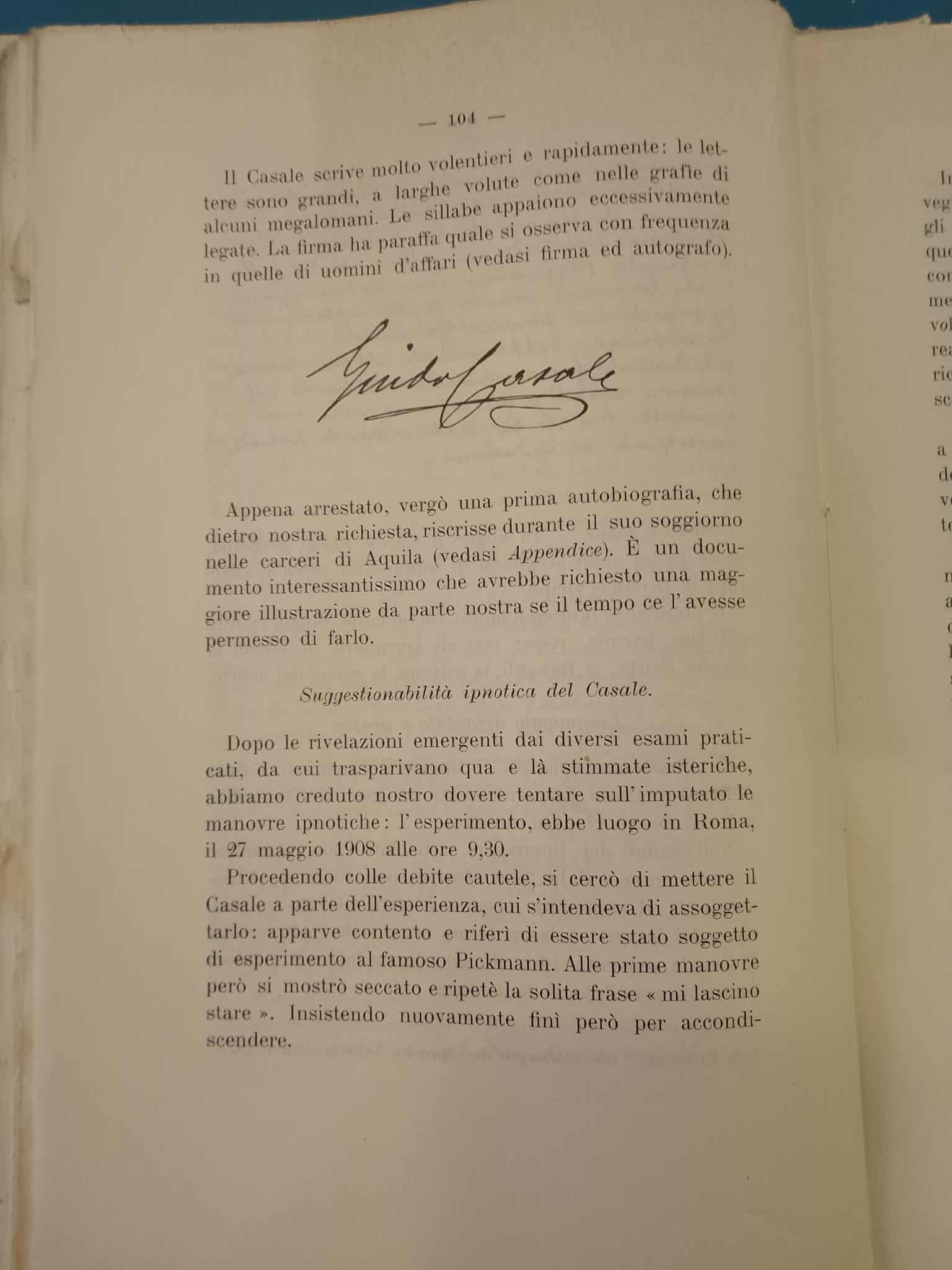 Facsimile della firma autografa di Guido Casale